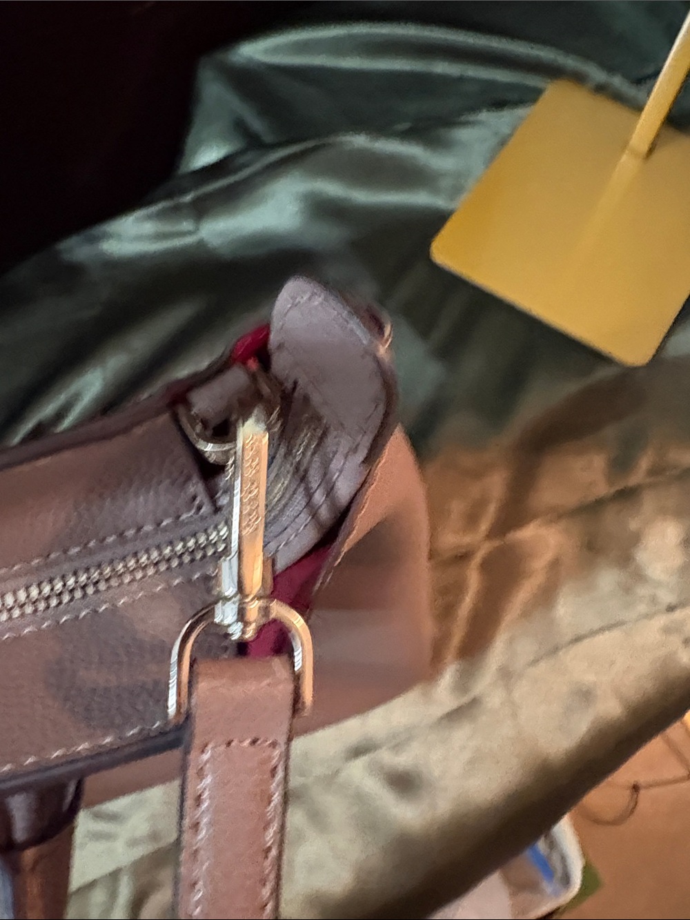 Eva Kaye Spade Zip Satchel Dusty Rose Brown Leather Satchel - Picture 16 of 16